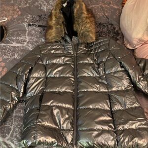 Silver puffer jacket